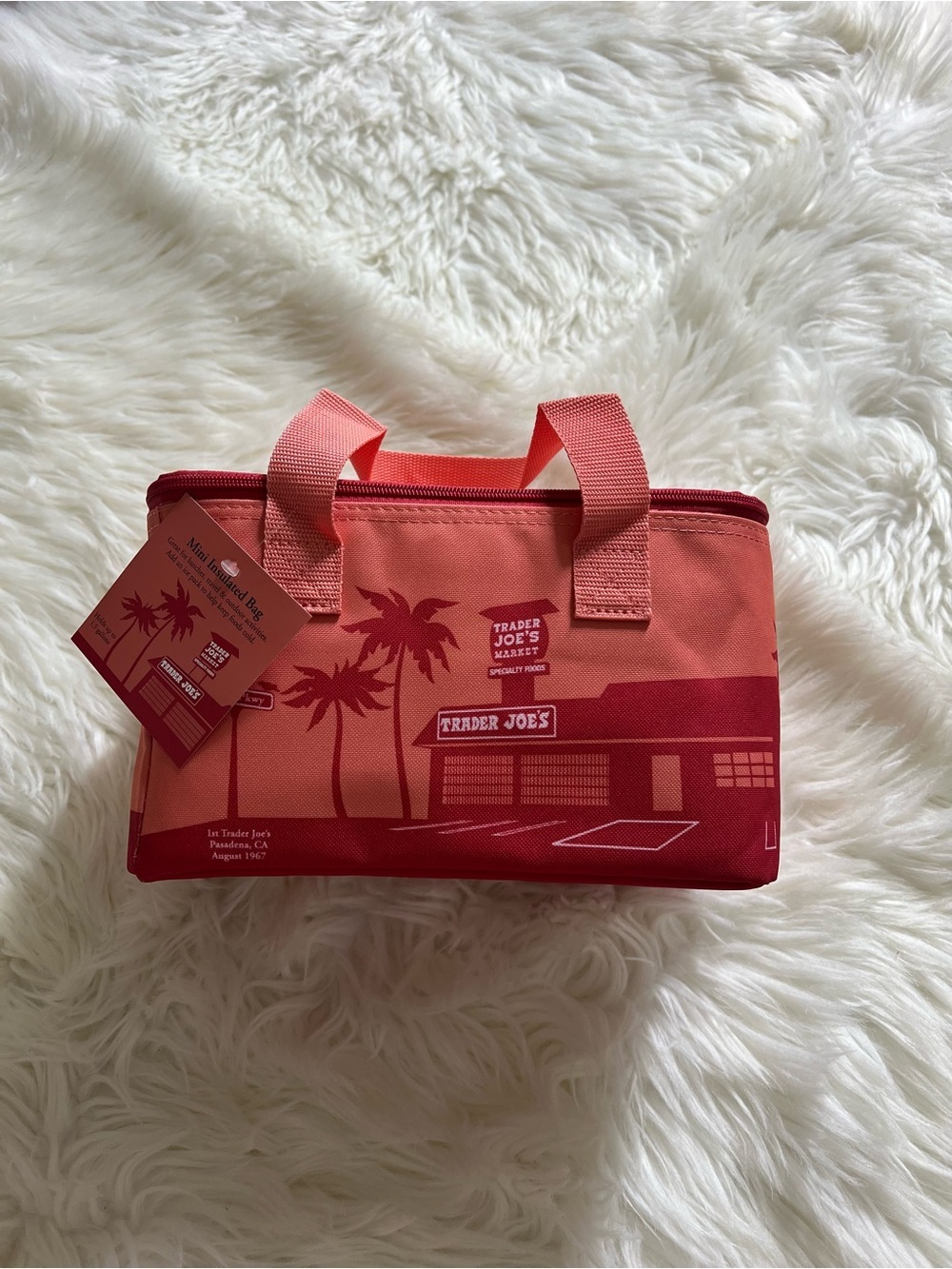 Trader Joe's Coral Mini Insulated Tote Bag - Picture 3 of 5